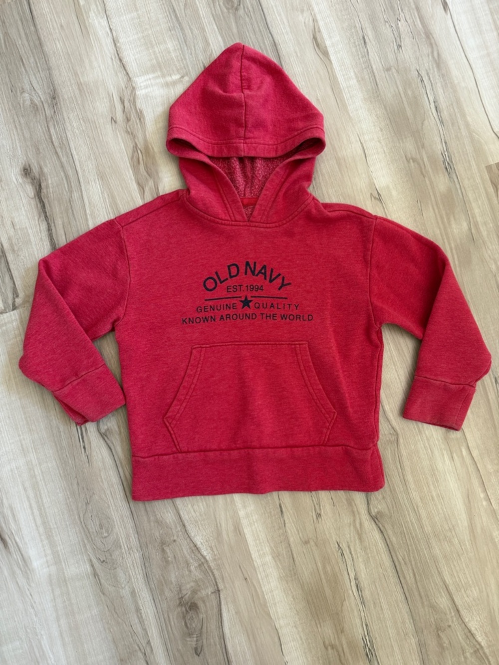 Old Navy Kids Red Pullover Hoodie with Chest Logo